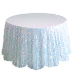 Sequin 120" Round Tablecloth Iridescent Blue - Seamless Big Payette Table Cover