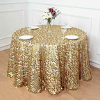 Sequin 120" Round Tablecloth Champagne - Seamless Big Payette Table Cover
