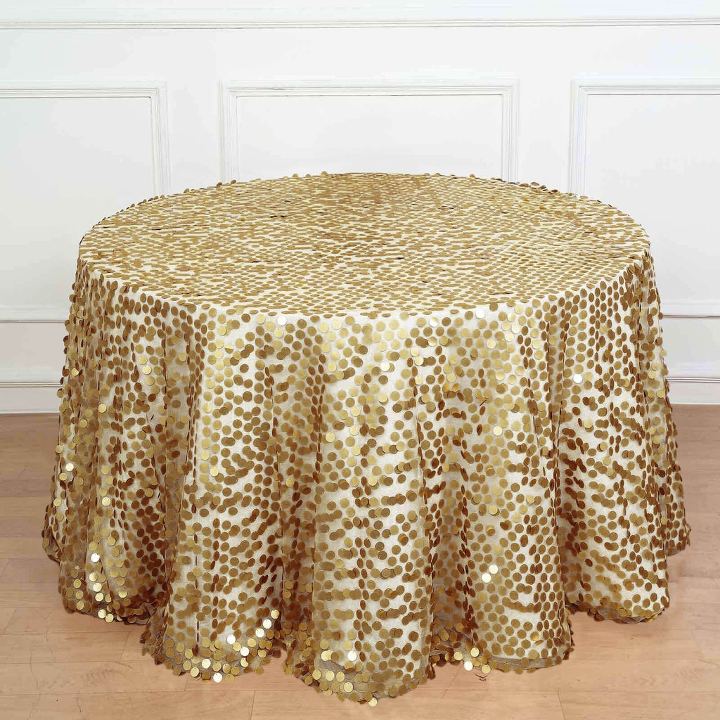 Sequin 120" Round Tablecloth Champagne - Seamless Big Payette Table Cover