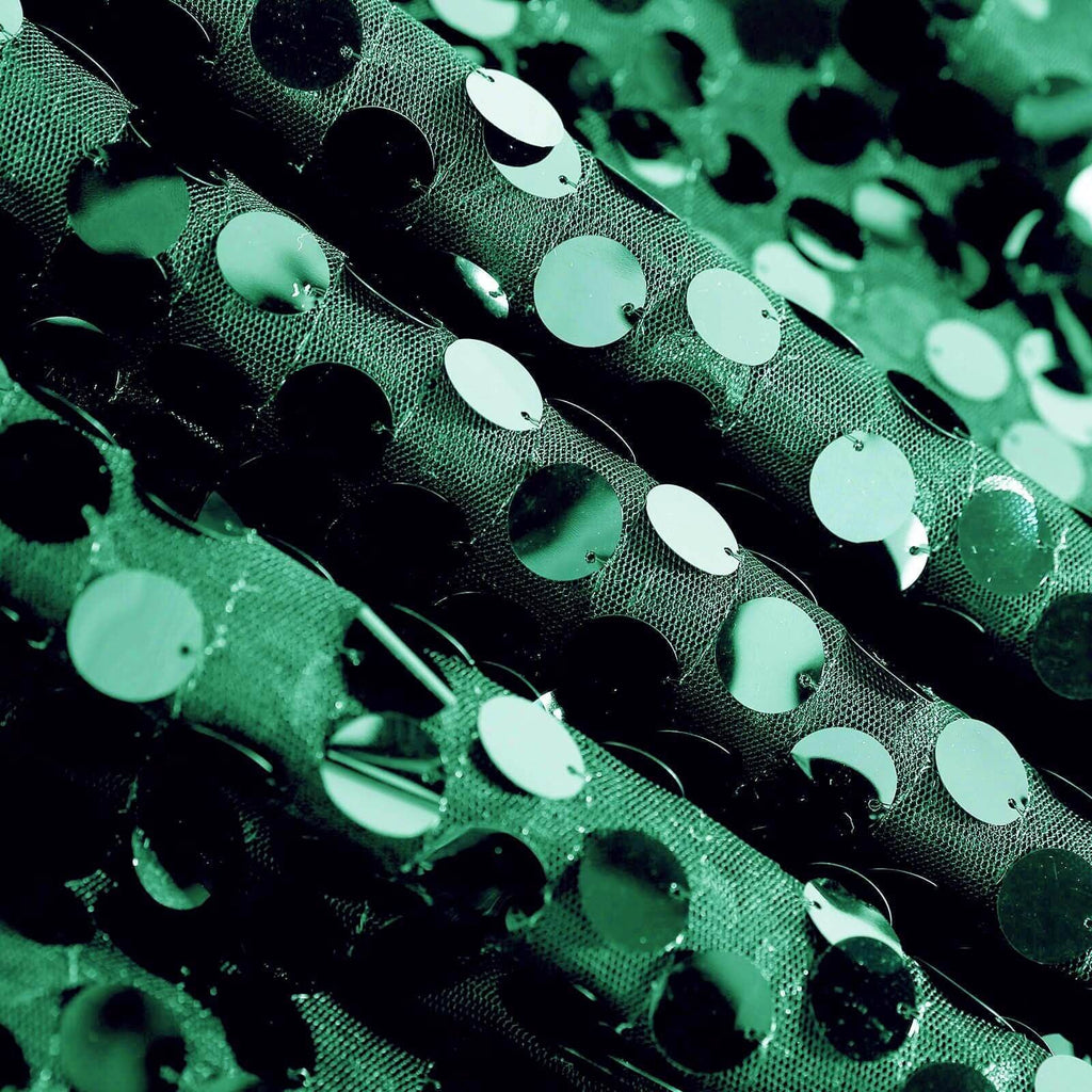 Sequin 120" Round Tablecloth Hunter Emerald Green - Seamless Big Payette Table Cover