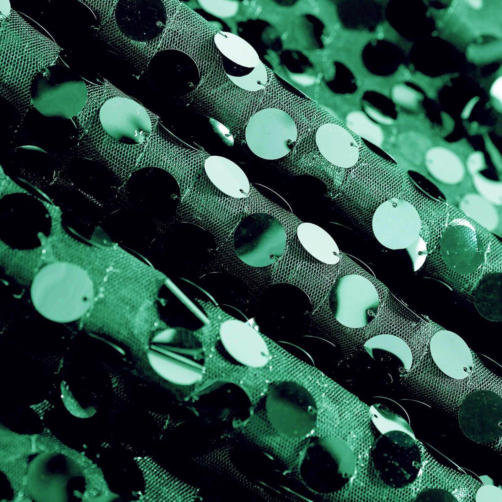 Sequin 120" Round Tablecloth Hunter Emerald Green - Seamless Big Payette Table Cover