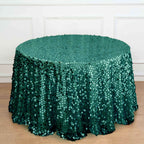 Sequin 120" Round Tablecloth Hunter Emerald Green - Seamless Big Payette Table Cover