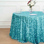 Sequin 120" Round Tablecloth Turquoise - Seamless Big Payette Table Cover