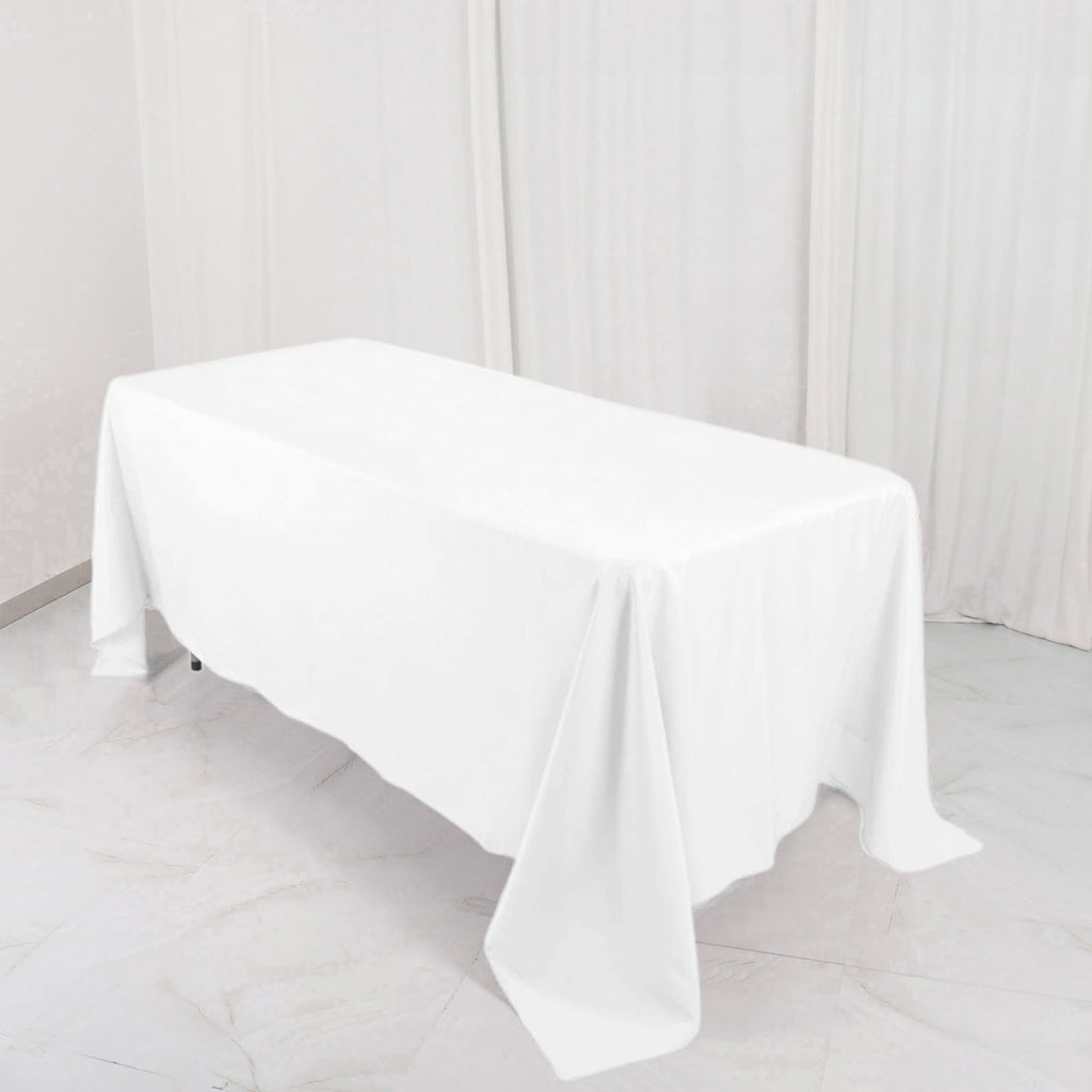 Premium Polyester 72"x120" Rectangle Tablecloth White - 220GSM Stain-Resistant Table Cover for Weddings & Event Decor