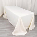 Polyester 90"x132" Rectangle Tablecloth Ivory - Rounded Corners and Seamless Table Cover