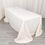 Polyester 90"x132" Rectangle Tablecloth Ivory - Rounded Corners and Seamless Table Cover