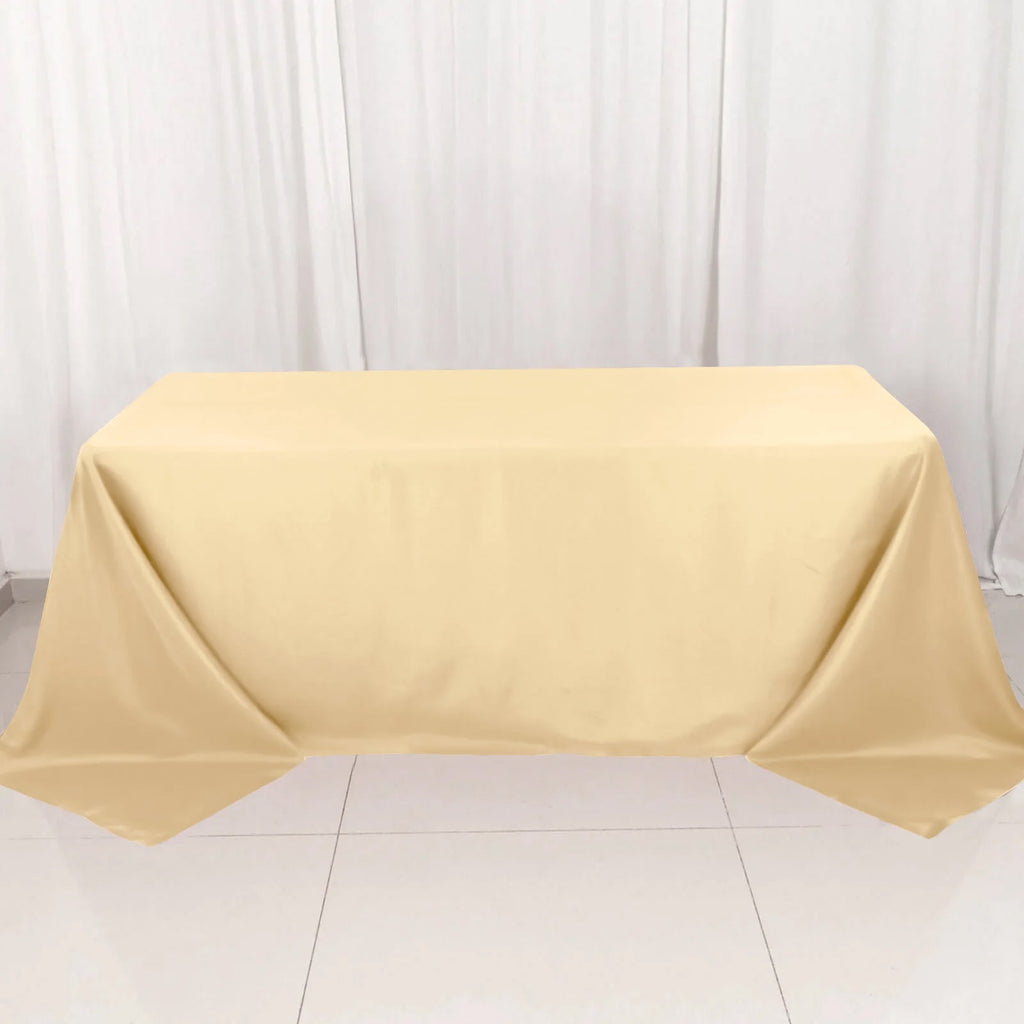 Polyester 90"x132" Rectangle Tablecloth Beige - Seamless Wrinkle-Resistant Table Cover