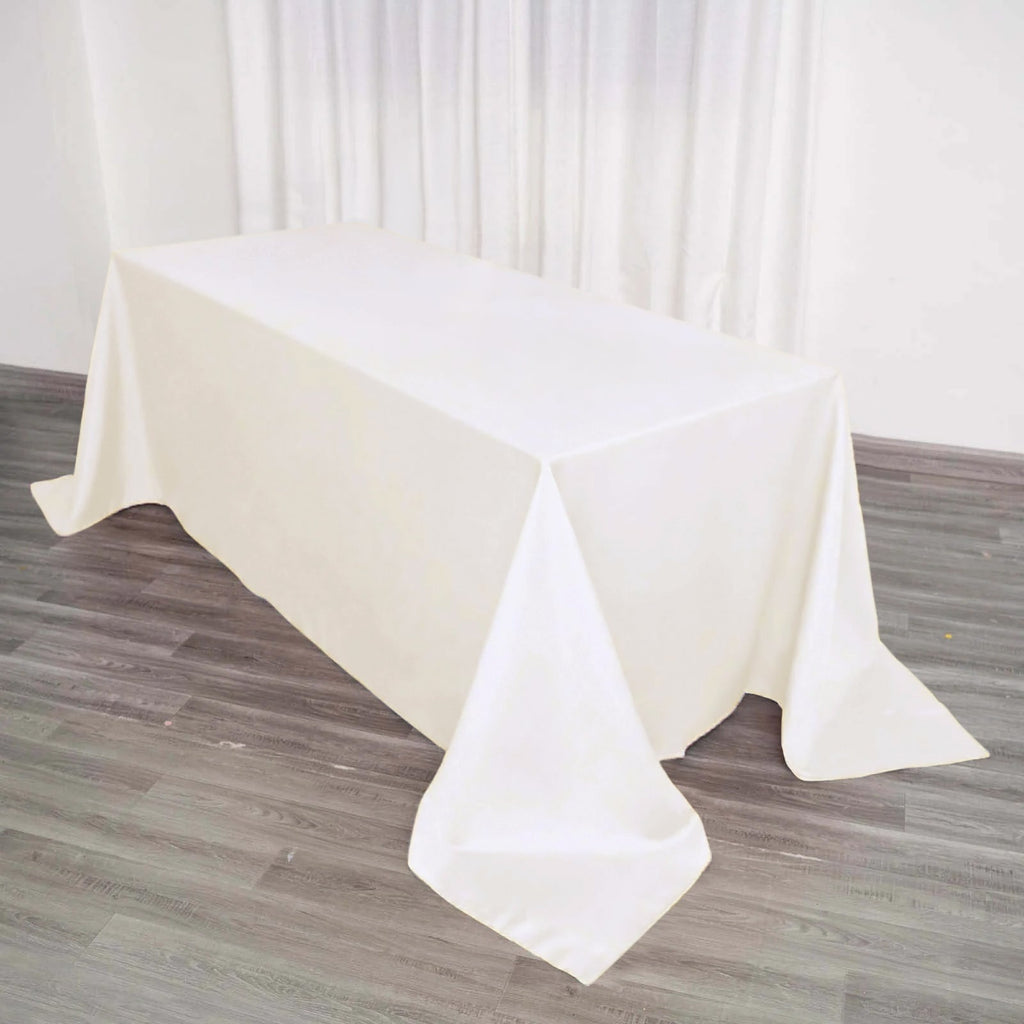 Polyester 90"x132" Rectangle Tablecloth Ivory - Seamless Wrinkle-Resistant Table Cover
