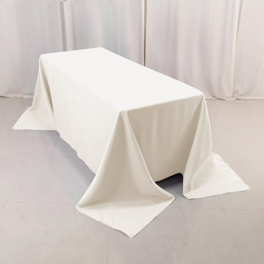 Premium Polyester 90"x132" Rectangle Tablecloth Ivory - Seamless 220GSM Stain-Resistant Table Cover