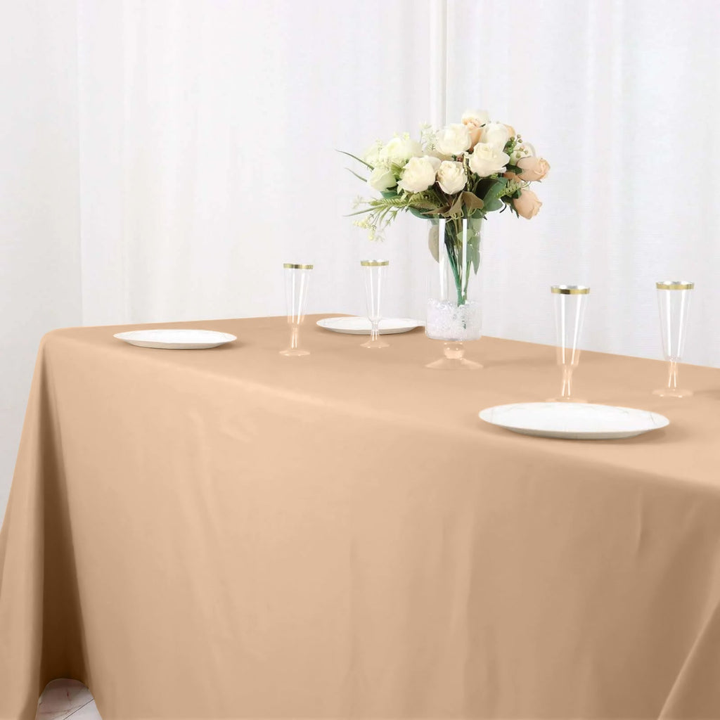 Polyester 90"x132" Rectangle Tablecloth Nude - Seamless Wrinkle-Resistant Table Cover