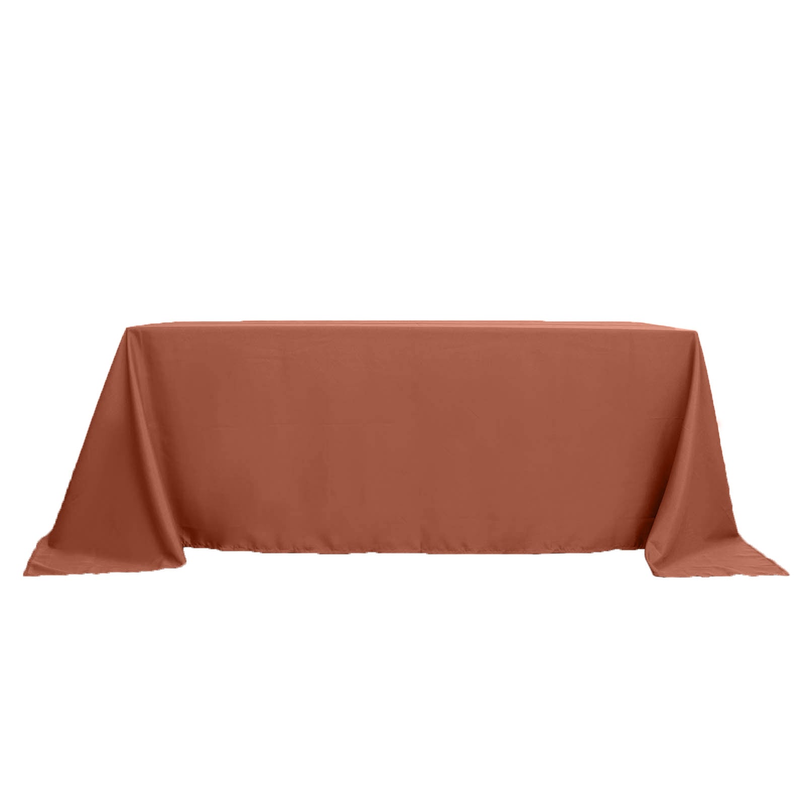 Polyester 90"x132" Rectangle Tablecloth Terracotta (Rust) - Seamless Wrinkle-Resistant Table Cover