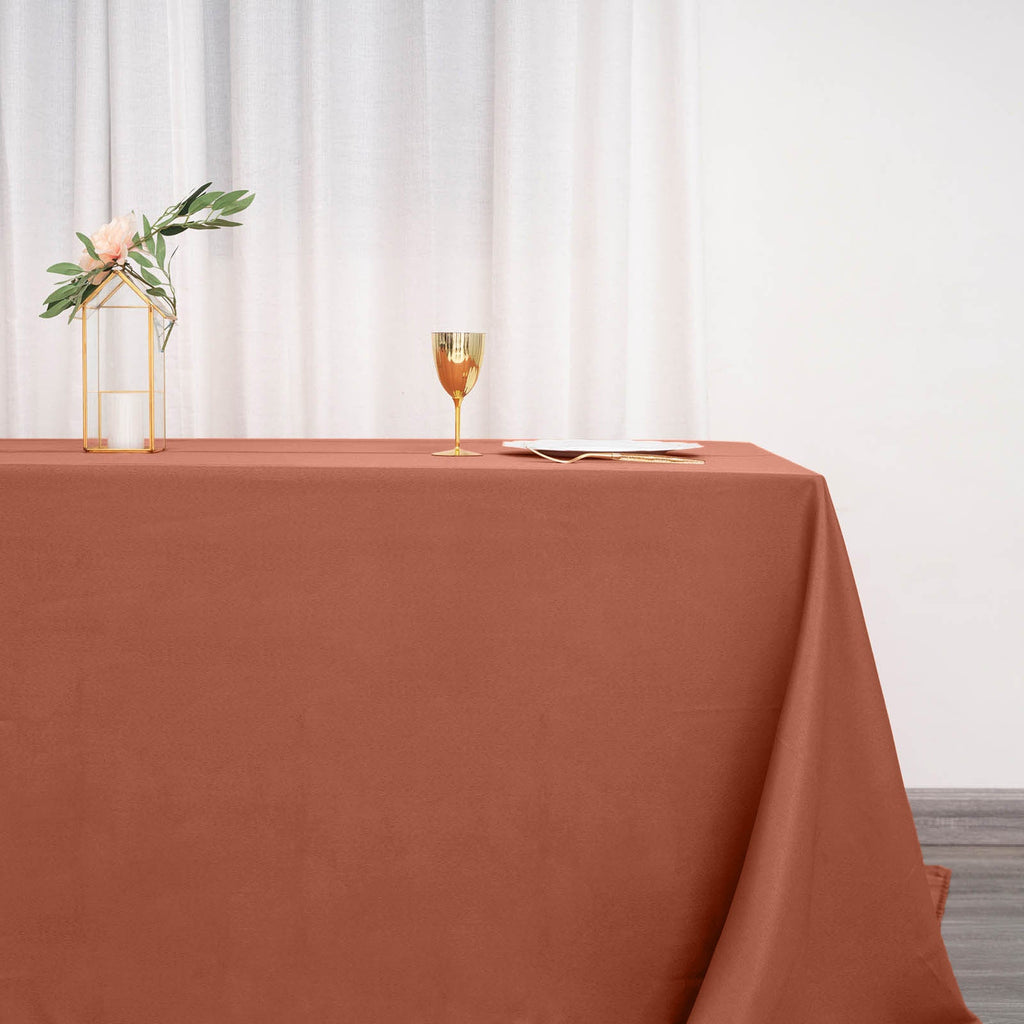Polyester 90"x132" Rectangle Tablecloth Terracotta (Rust) - Seamless Wrinkle-Resistant Table Cover
