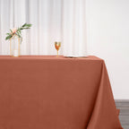 Polyester 90"x132" Rectangle Tablecloth Terracotta (Rust) - Seamless Wrinkle-Resistant Table Cover