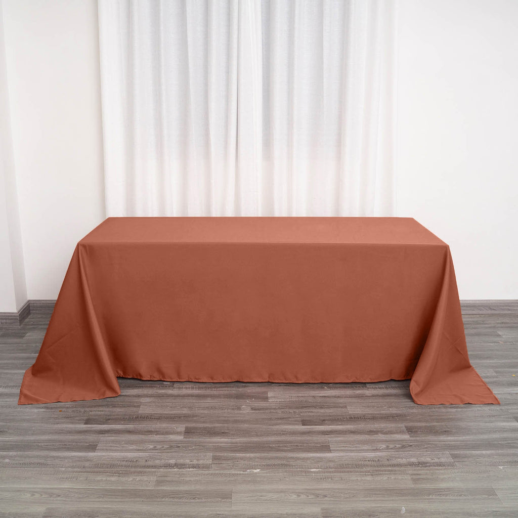 Polyester 90"x132" Rectangle Tablecloth Terracotta (Rust) - Seamless Wrinkle-Resistant Table Cover