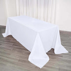 Polyester 90"x132" Rectangle Tablecloth White - Seamless Wrinkle-Resistant Design for Luxe Celebrations