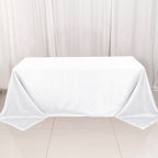 Premium Polyester 90"x132" Rectangle Tablecloth White - Seamless 220GSM Stain-Resistant Design for Luxurious Events