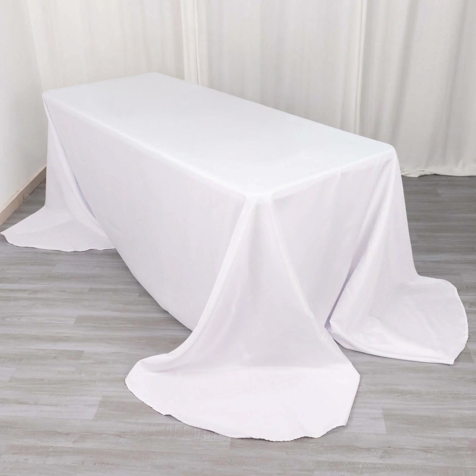 Polyester 90"x156" Rectangle Tablecloth White - Rounded Corners and Seamless Design for Luxe Events