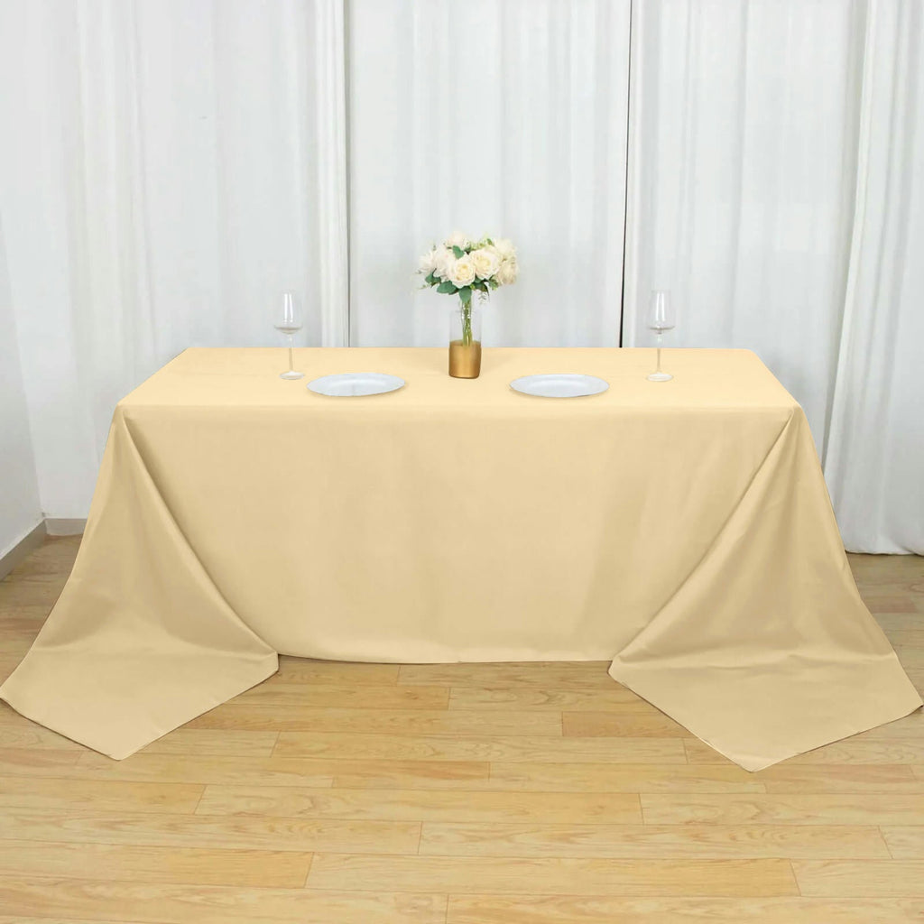 Polyester 90"x156" Rectangle Tablecloth Beige - Seamless Wrinkle-Resistant Table Cover