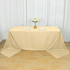 Polyester 90"x156" Rectangle Tablecloth Beige - Seamless Wrinkle-Resistant Table Cover