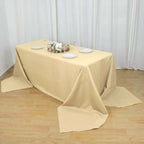 Polyester 90"x156" Rectangle Tablecloth Beige - Seamless Wrinkle-Resistant Table Cover