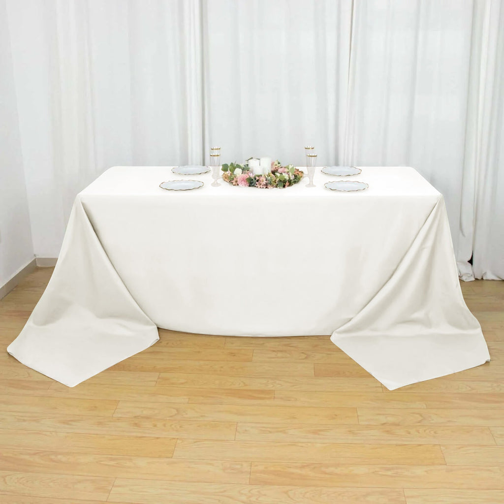 Polyester 90"x156" Rectangle Tablecloth Ivory - Seamless Wrinkle-Resistant Table Cover