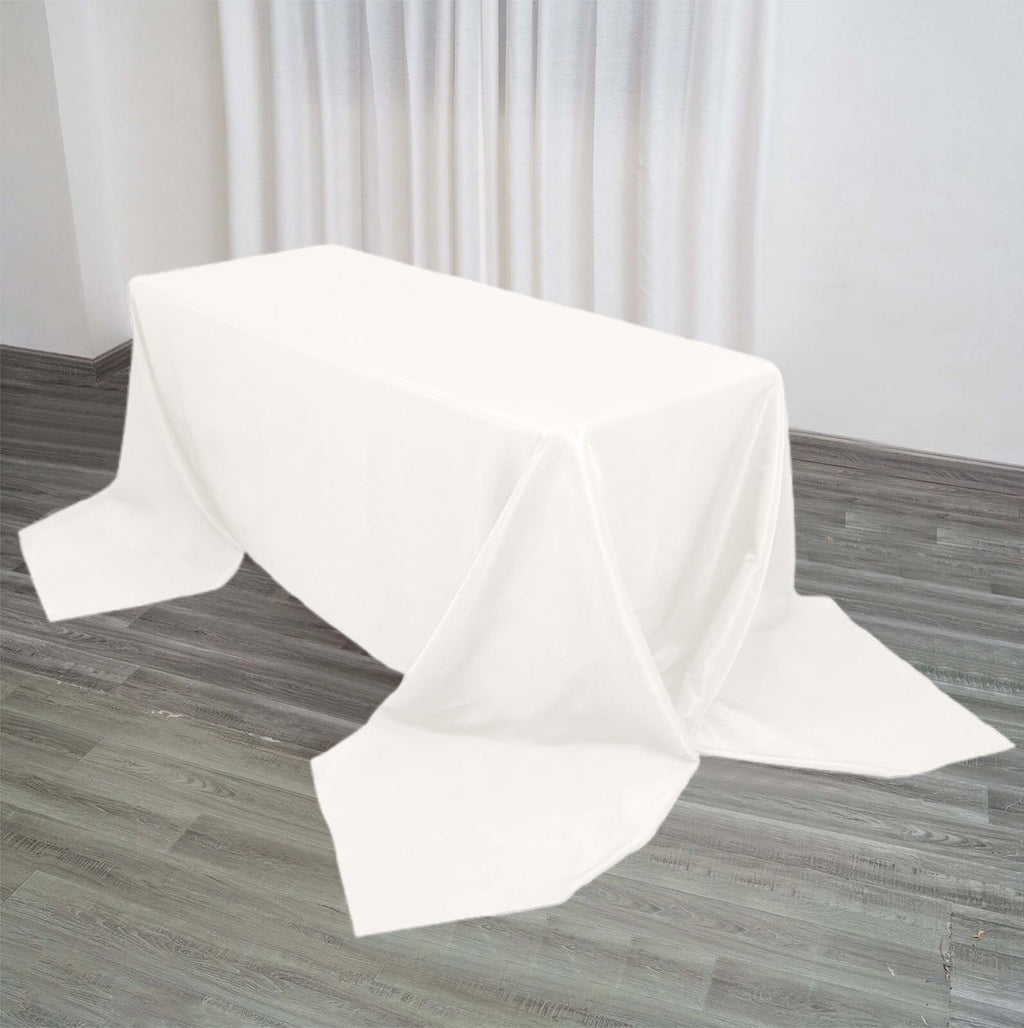 Premium Polyester 90"x156" Rectangle Tablecloth Ivory - Seamless 220GSM Stain-Resistant Table Cover
