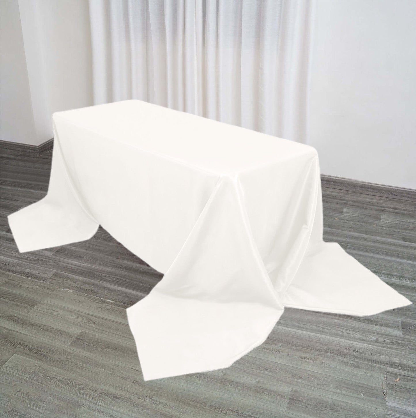 Premium Polyester 90"x156" Rectangle Tablecloth Ivory - Seamless 220GSM Stain-Resistant Table Cover