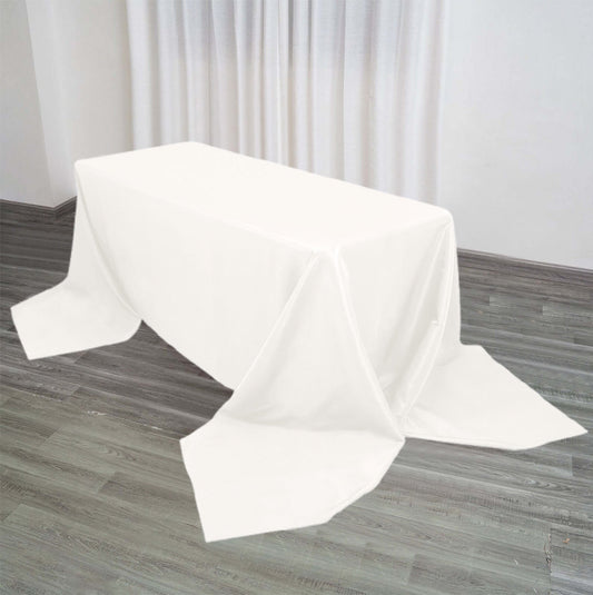 Premium Polyester 90"x156" Rectangle Tablecloth Ivory - Seamless 220GSM Stain-Resistant Table Cover