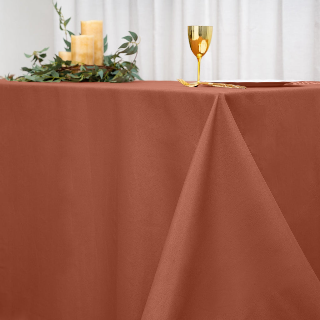 Polyester 90"x156" Rectangle Tablecloth Terracotta (Rust)- Seamless Wrinkle-Resistant Table Cover