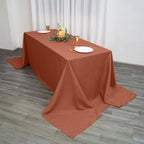 Polyester 90"x156" Rectangle Tablecloth Terracotta (Rust)- Seamless Wrinkle-Resistant Table Cover
