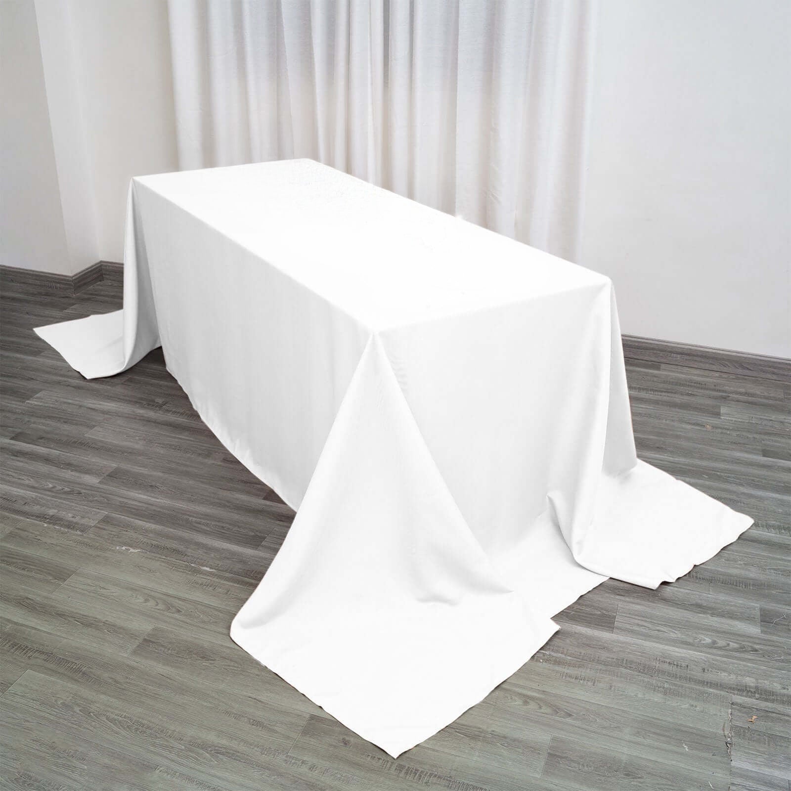 Polyester 90"x156" Rectangle Tablecloth White - Seamless Wrinkle-Resistant Design for Sophisticated Gatherings