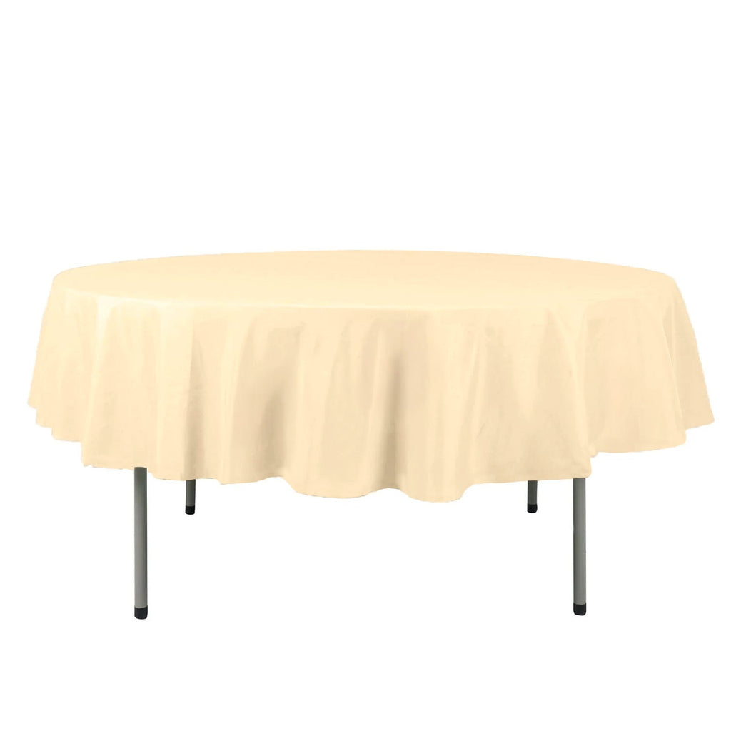 Polyester 90" Round Tablecloth Beige - Stain & Wrinkle-Resistant Table Cover