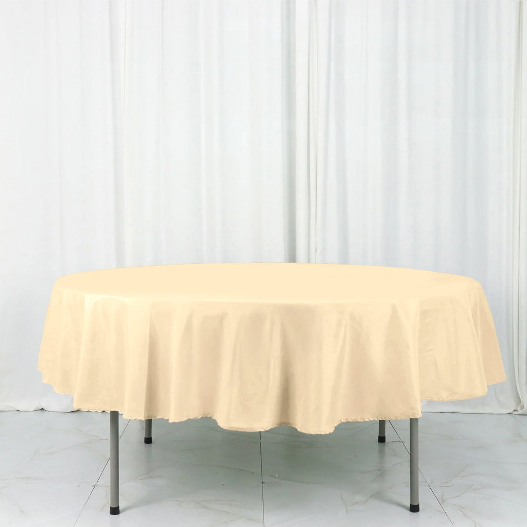 Polyester 90" Round Tablecloth Beige - Stain & Wrinkle-Resistant Table Cover