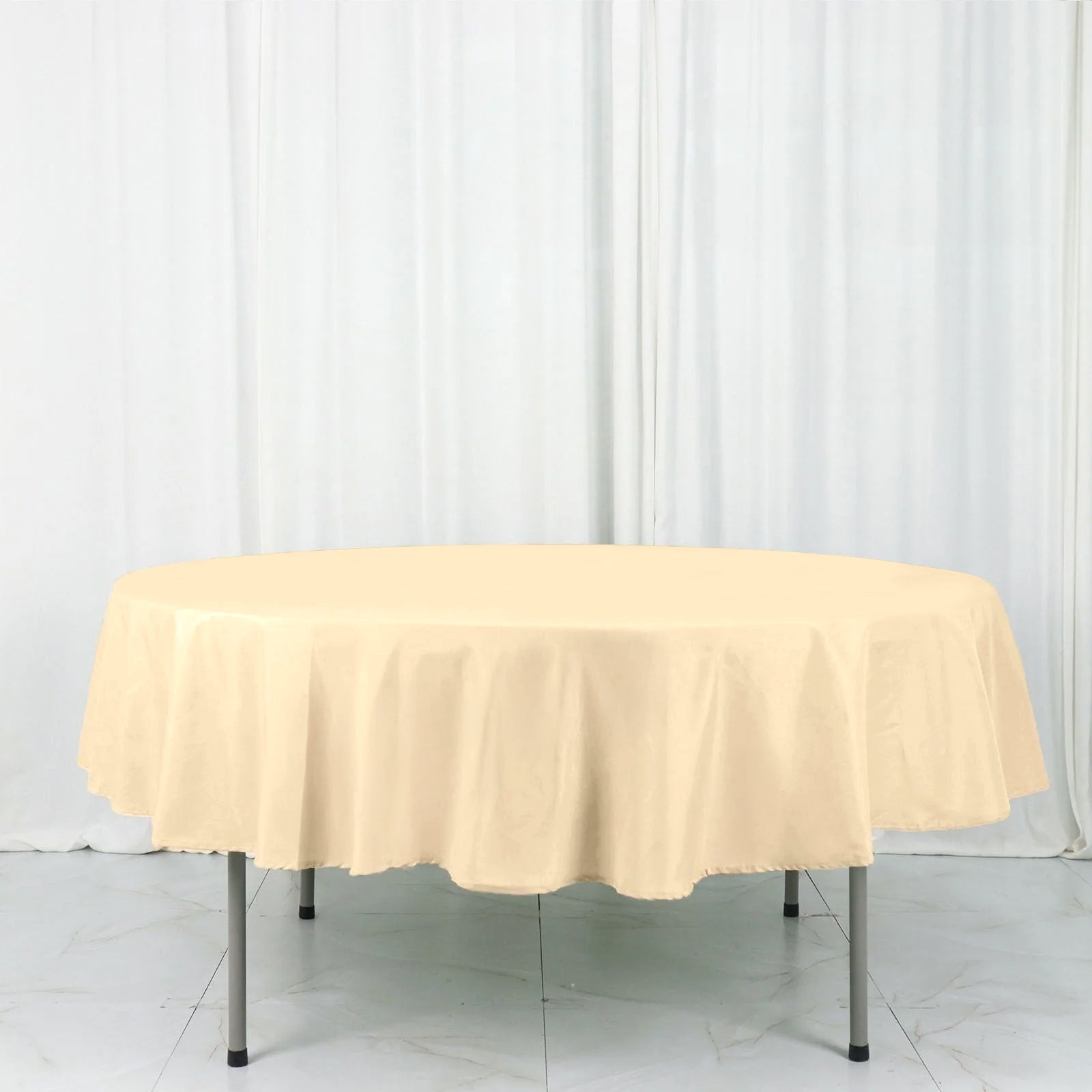 Polyester 90" Round Tablecloth Beige - Stain & Wrinkle-Resistant Table Cover