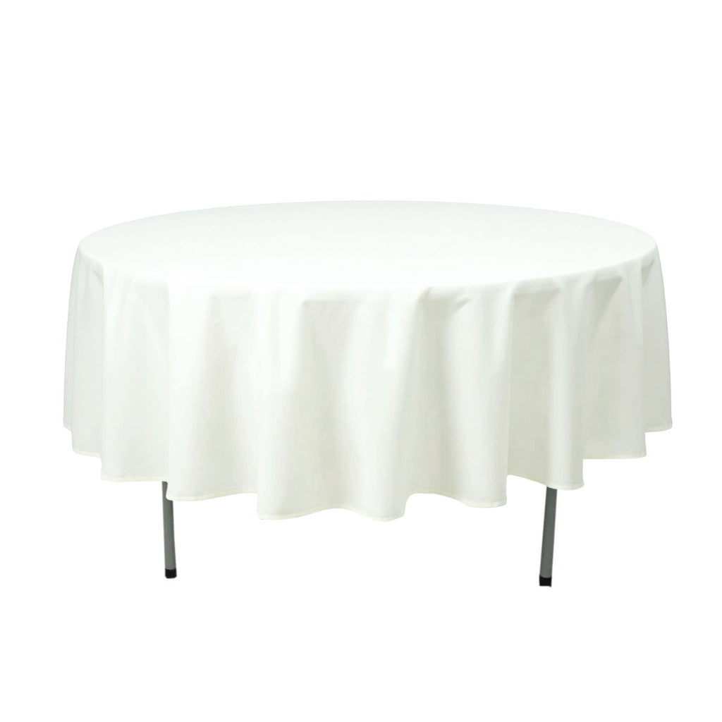 Premium Polyester 90" Round Tablecloth Ivory - Stain and Wrinkle-Resistant Design with 220GSM Thickness Table Cover