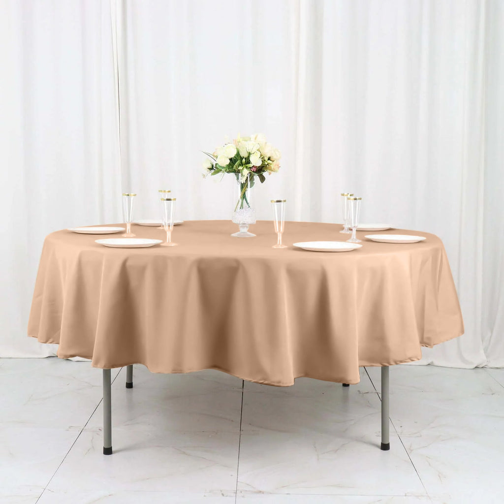 Polyester 90" Round Tablecloth Nude - Stain & Wrinkle-Resistant Table Cover