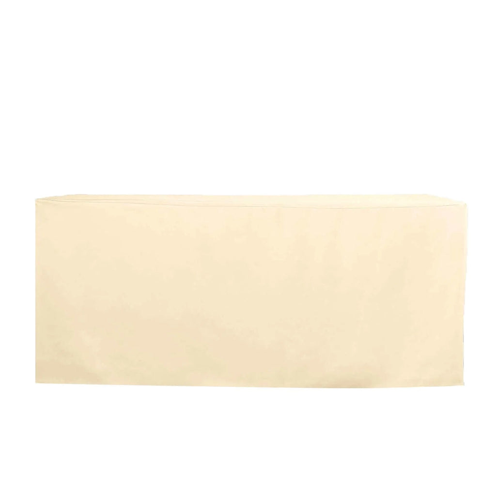 Fitted Polyester 72"x30" Rectangle Tablecloth Beige - Durable Table Cover