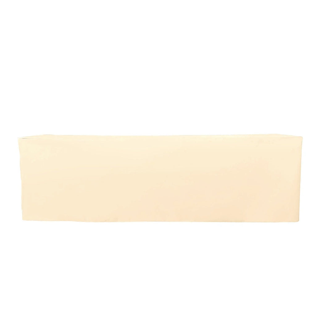Fitted Polyester 96"x30" Rectangle Tablecloth Beige - Durable and Easy to Maintain Table Cover