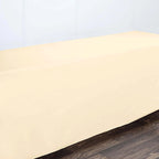 Fitted Polyester 96"x30" Rectangle Tablecloth Beige - Durable and Easy to Maintain Table Cover