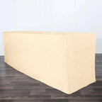 Fitted Polyester 96"x30" Rectangle Tablecloth Beige - Durable and Easy to Maintain Table Cover