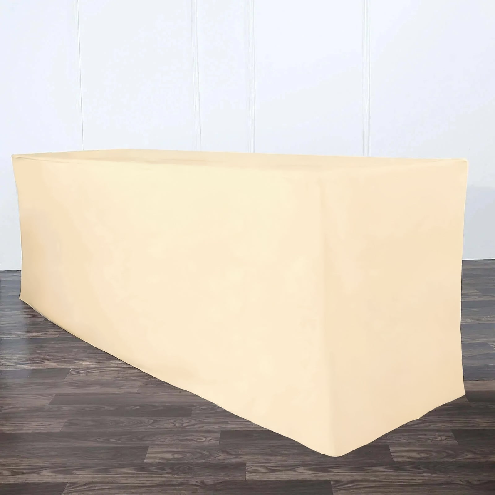Fitted Polyester 96"x30" Rectangle Tablecloth Beige - Durable and Easy to Maintain Table Cover