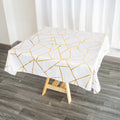 Polyester 54"x54" Square Tablecloth White with Gold Foil Geometric Pattern - Wrinkle-Resistant & Durable for Stylish Settings