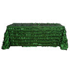 Taffeta 90"x132" Rectangle Tablecloth Green | 3D Leaf Petal Design Seamless Table Cover