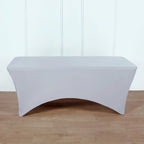 Stretch Spandex 96"x30" Rectangle Table Cover Silver - Durable Form-Fitting Tablecloth