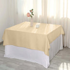 Polyester 54"x54" Table Overlay Square Tablecloth Beige - Wrinkle-Resistant & Durable Table Cover