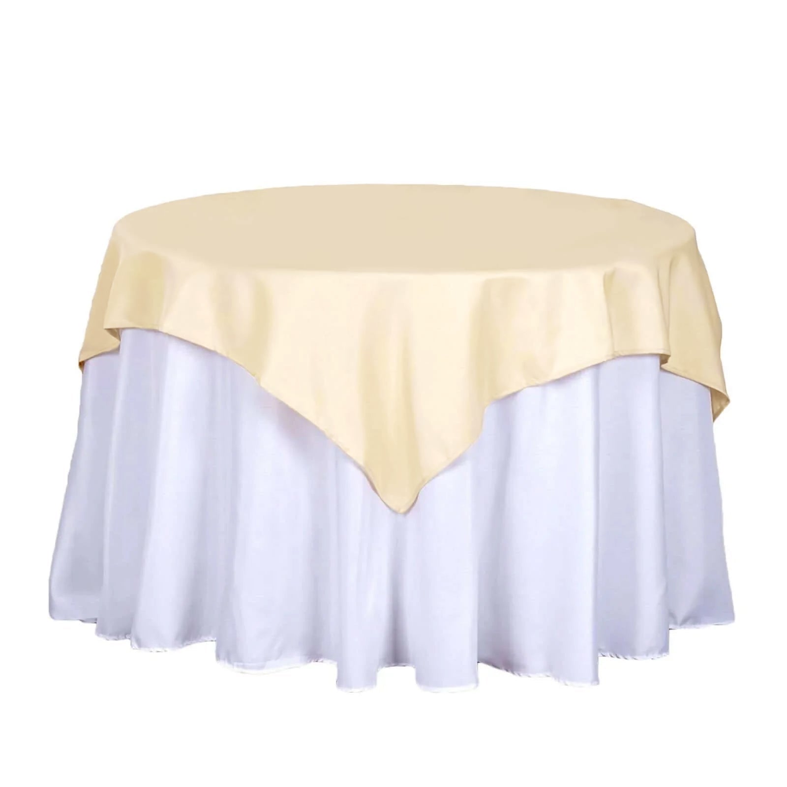 Polyester 54"x54" Table Overlay Square Tablecloth Beige - Wrinkle-Resistant & Durable Table Cover