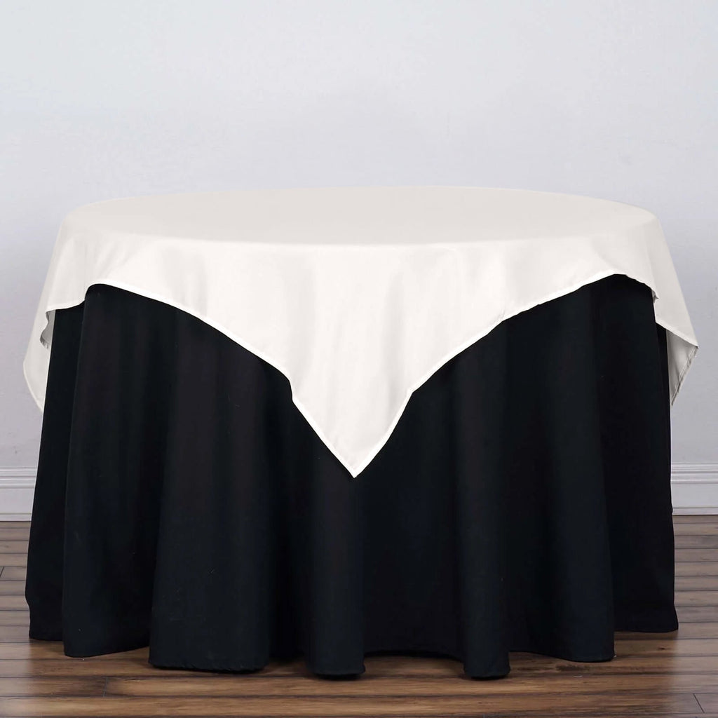Polyester 54"x54" Table Overlay Square Tablecloth Ivory - Wrinkle-Resistant & Durable Table Cover