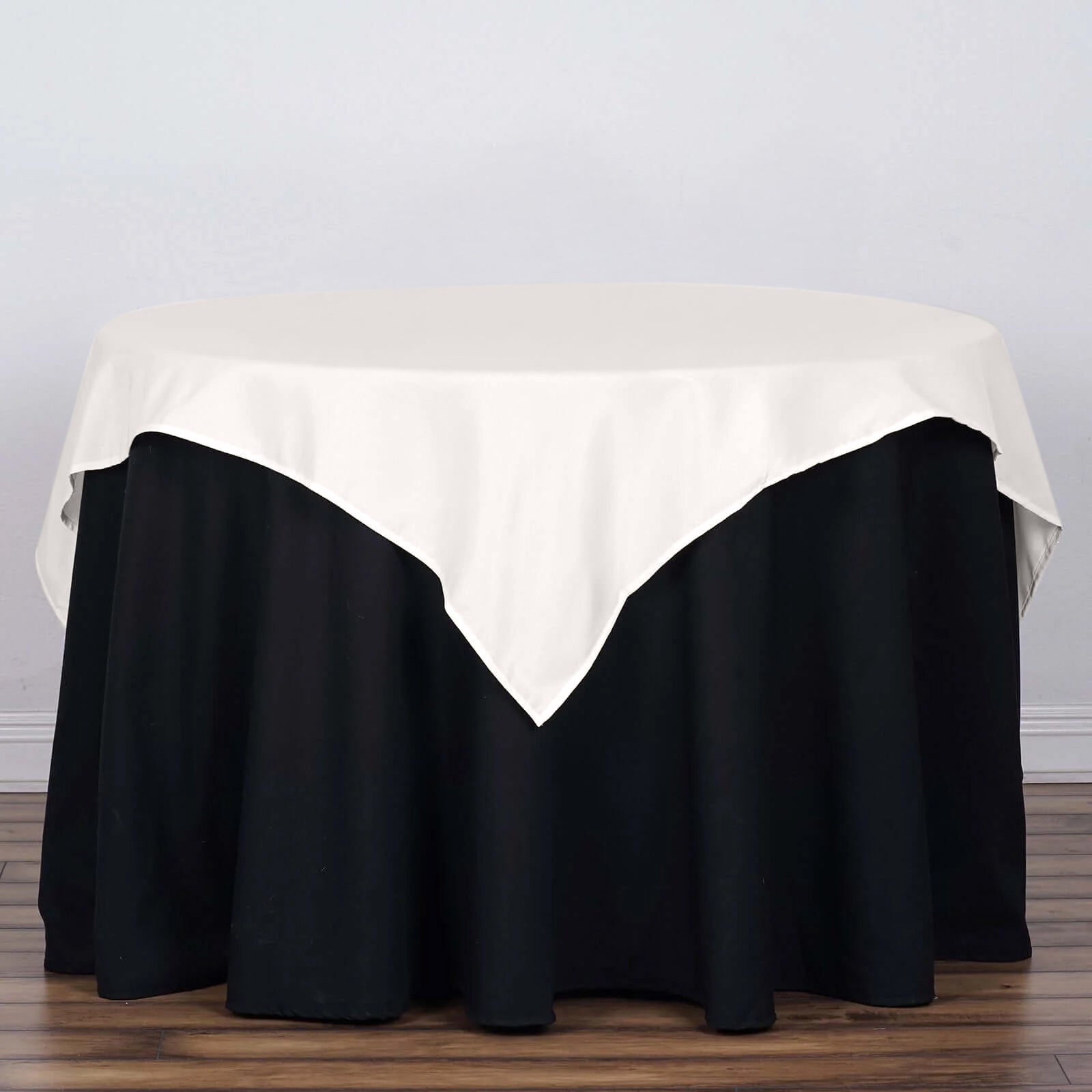Polyester 54"x54" Table Overlay Square Tablecloth Ivory - Wrinkle-Resistant & Durable Table Cover
