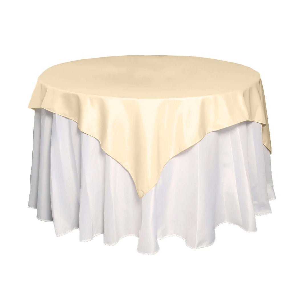 Polyester 70"x70" Table Overlay Square Tablecloth Beige - Wrinkle-Resistant & Durable Table Cover