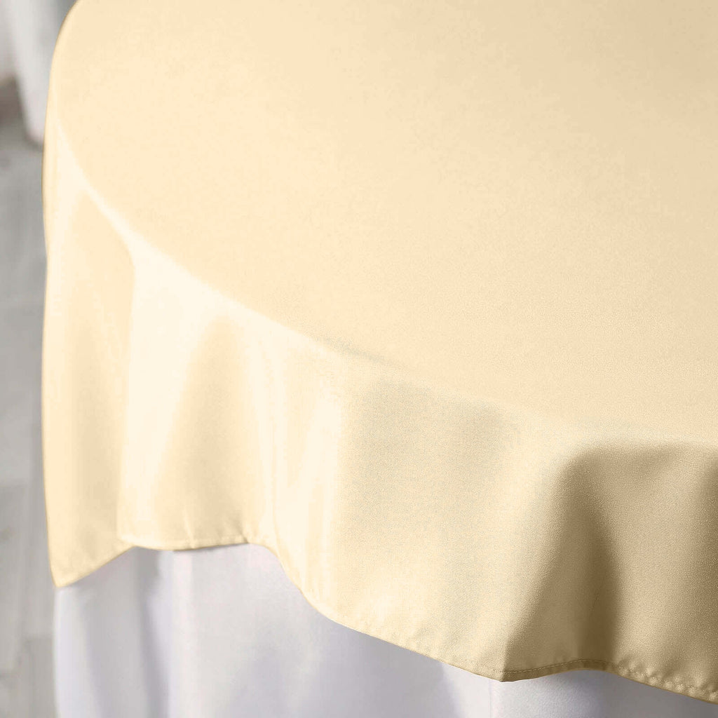 Polyester 70"x70" Table Overlay Square Tablecloth Beige - Wrinkle-Resistant & Durable Table Cover